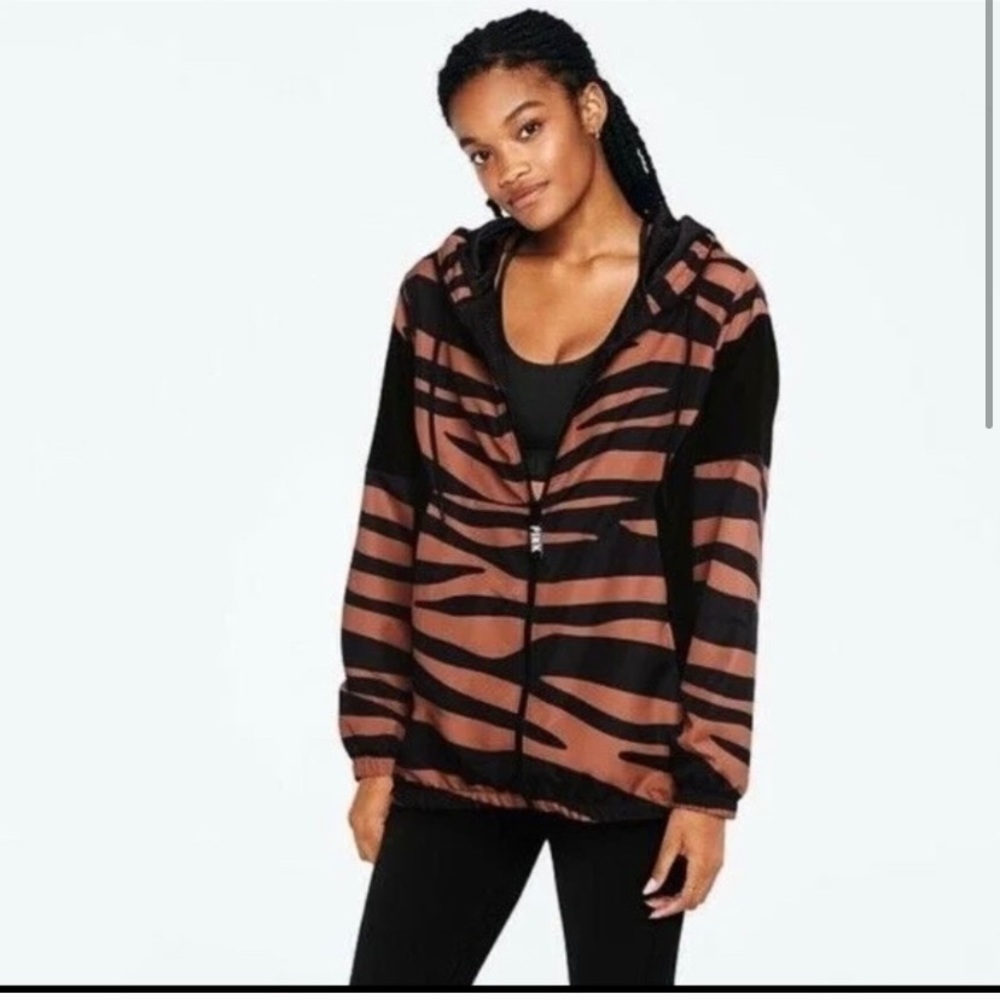 Pink anorak tan and black zebra 🦓 print coat